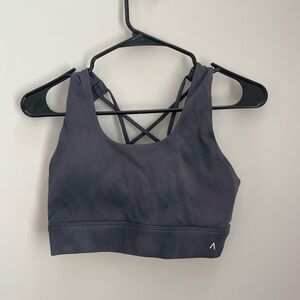ACTA Dark Grey Scoop Neck Sports Bra with Criss-Cross Back